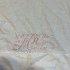 Vintage Pillowcase‎ Standard Embroidered MR  Pink Cotton Retro Granny Core
